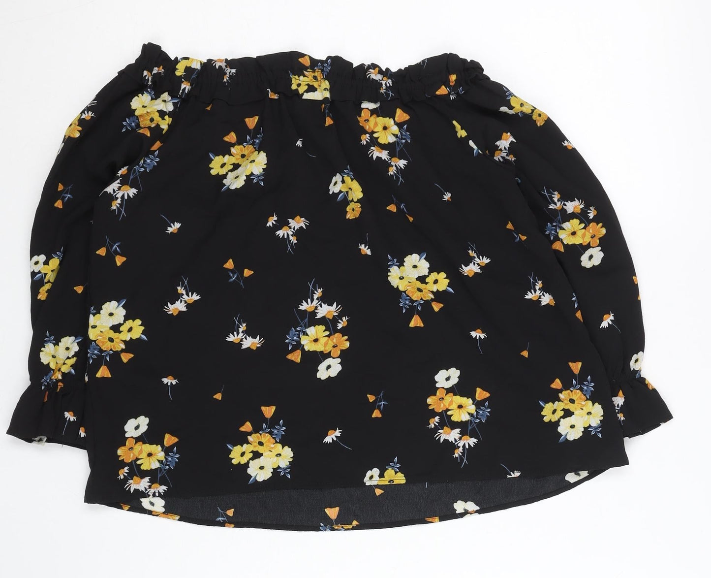 H&M Women’s Black Floral Off Shoulder Tunic Blouse Size 12