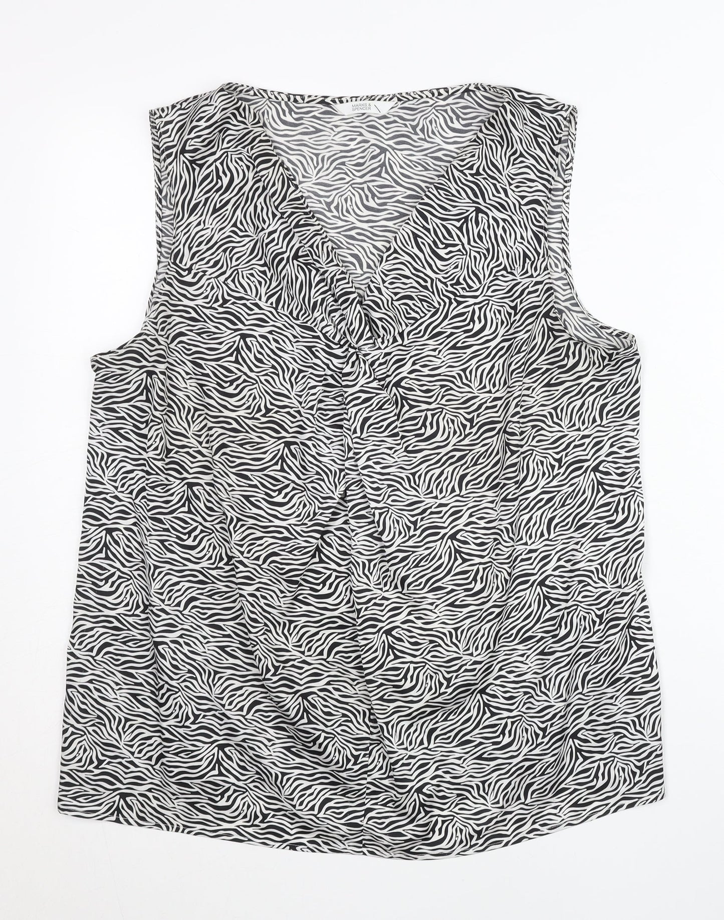 Marks and Spencer Womens Black Zebra Print Sleeveless Tunic Blouse UK 16