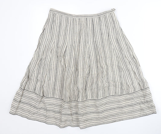 Thought Women’s Ivory Striped A-Line Skirt Size S Hemp Cotton
