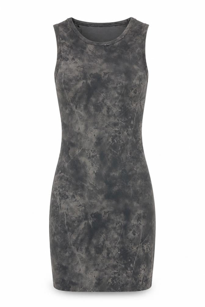 Zara Women Grey XS Bodycon Sleeveless Tie Dye Mini Dress
