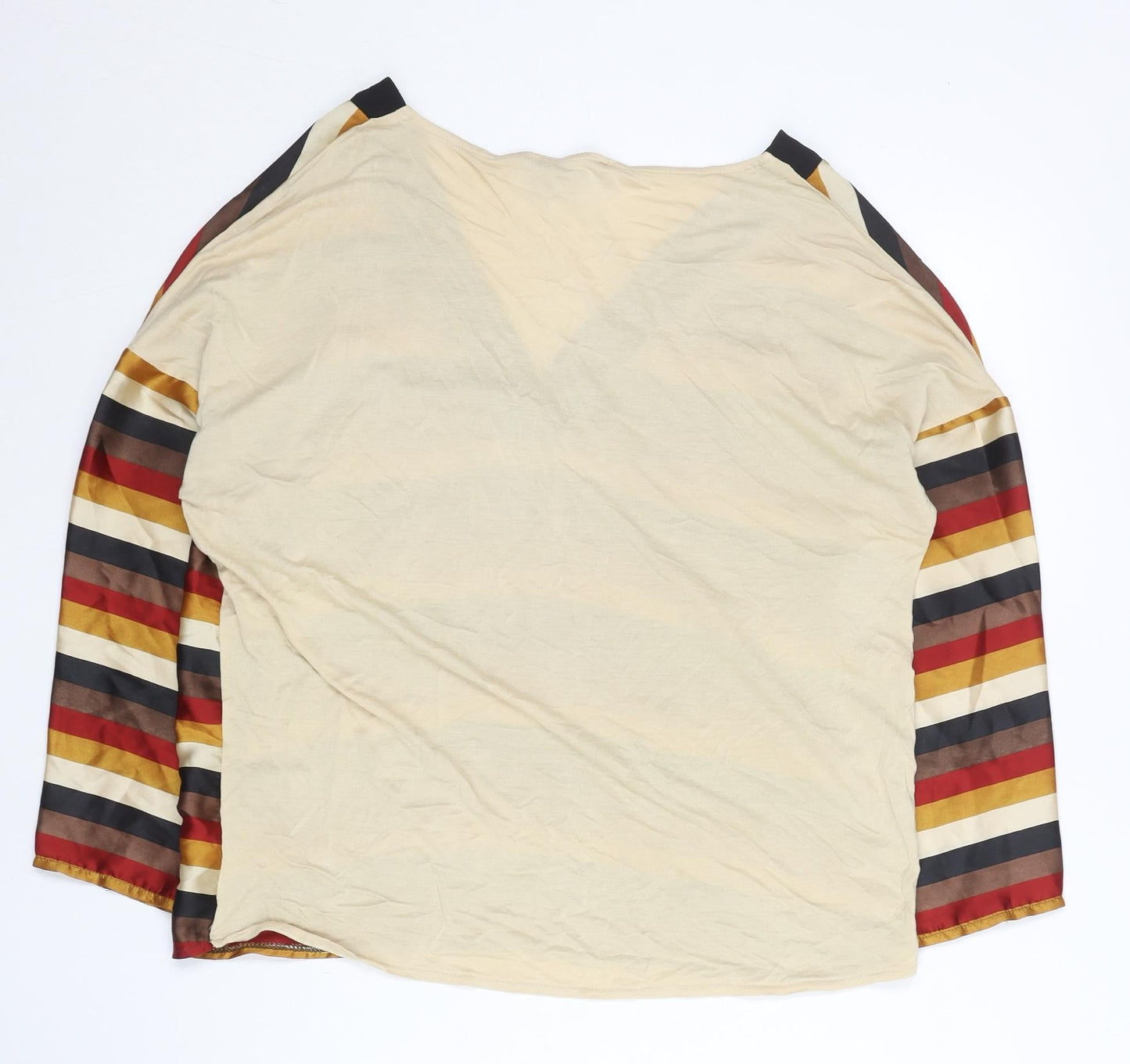 Mango Women’s Multicoloured Striped Blouse Size 12 V-Neck Tunic