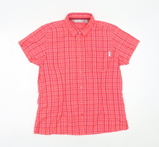 Regatta Women’s Pink Plaid Button-Up Shirt Size 14 Short Sleeve Outdoor
