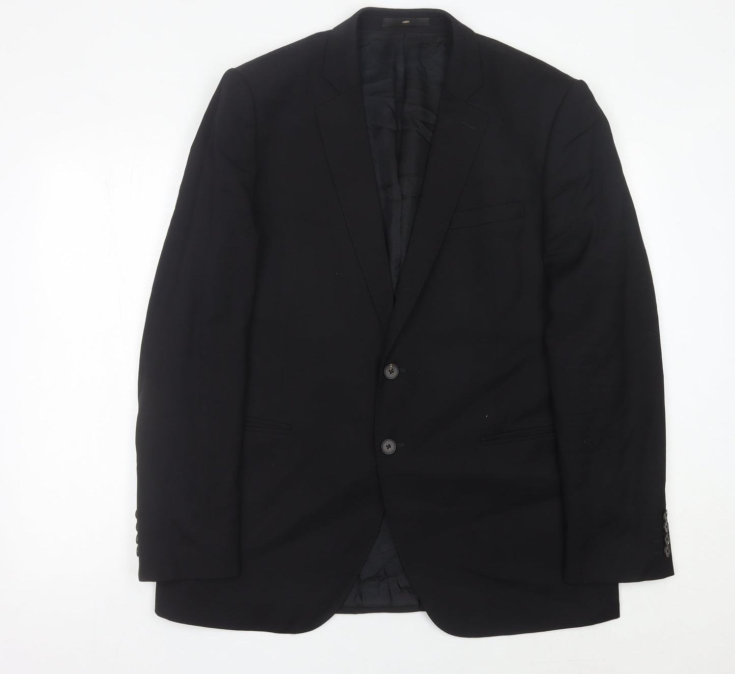 Jaeger Men Black Slim Fit Wool Blazer Jacket 44R Classic
