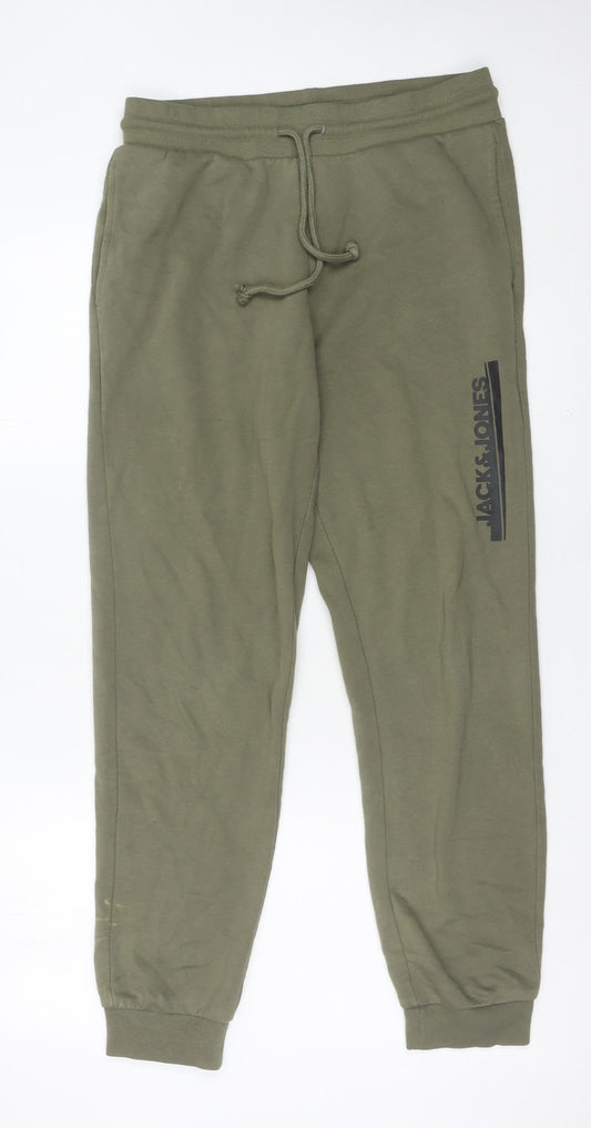 Jack & Jones Men’s Green Jogger Trousers M Cotton Blend