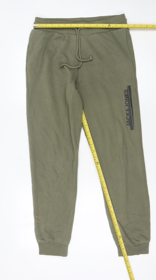 Jack & Jones Men’s Green Jogger Trousers M Cotton Blend