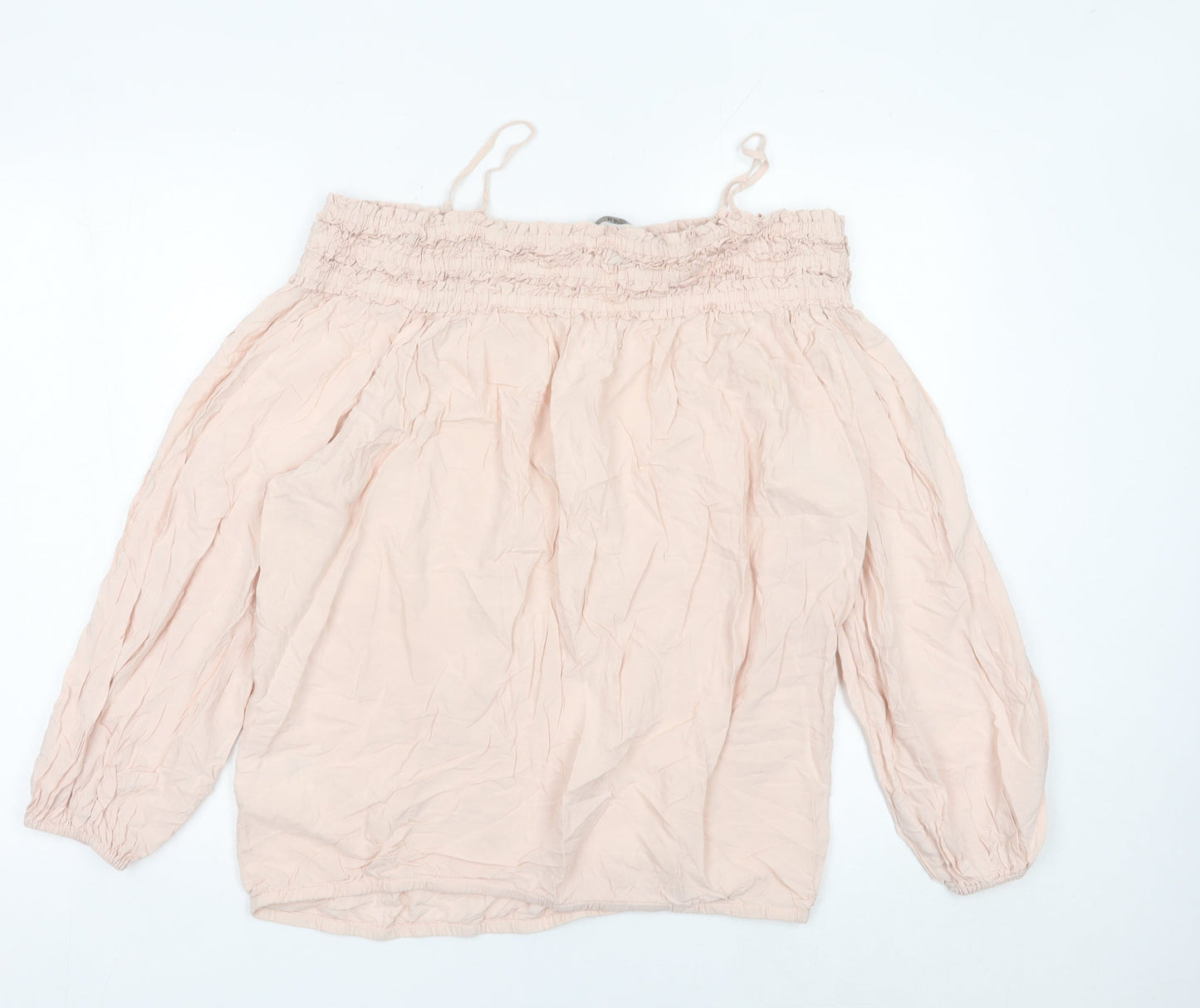 H&M Women’s Pink Off Shoulder Blouse Size 10 Puff Sleeve Tunic