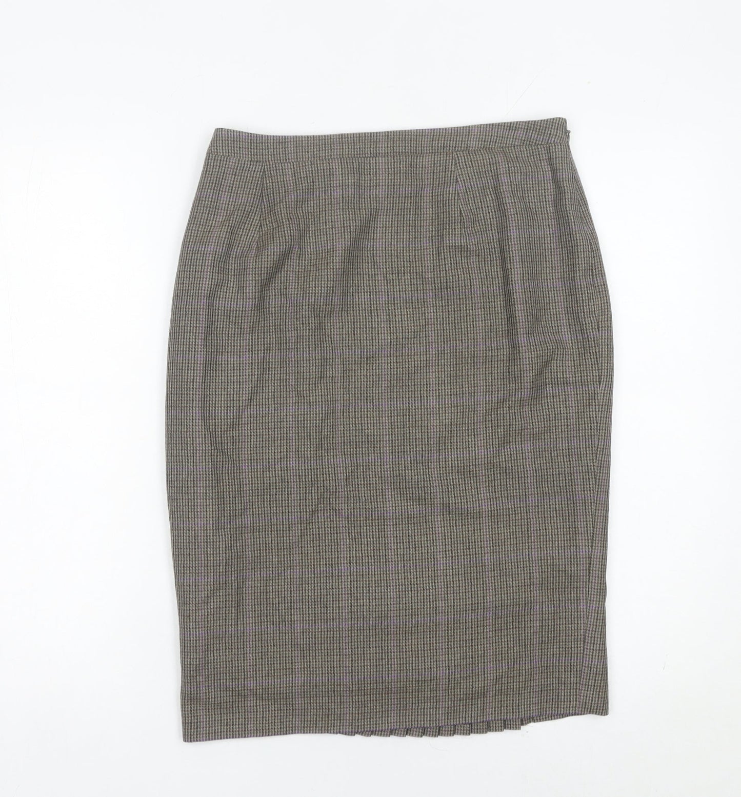Jigsaw Women’s Brown Wool Check Pencil Skirt Size 12 Lined