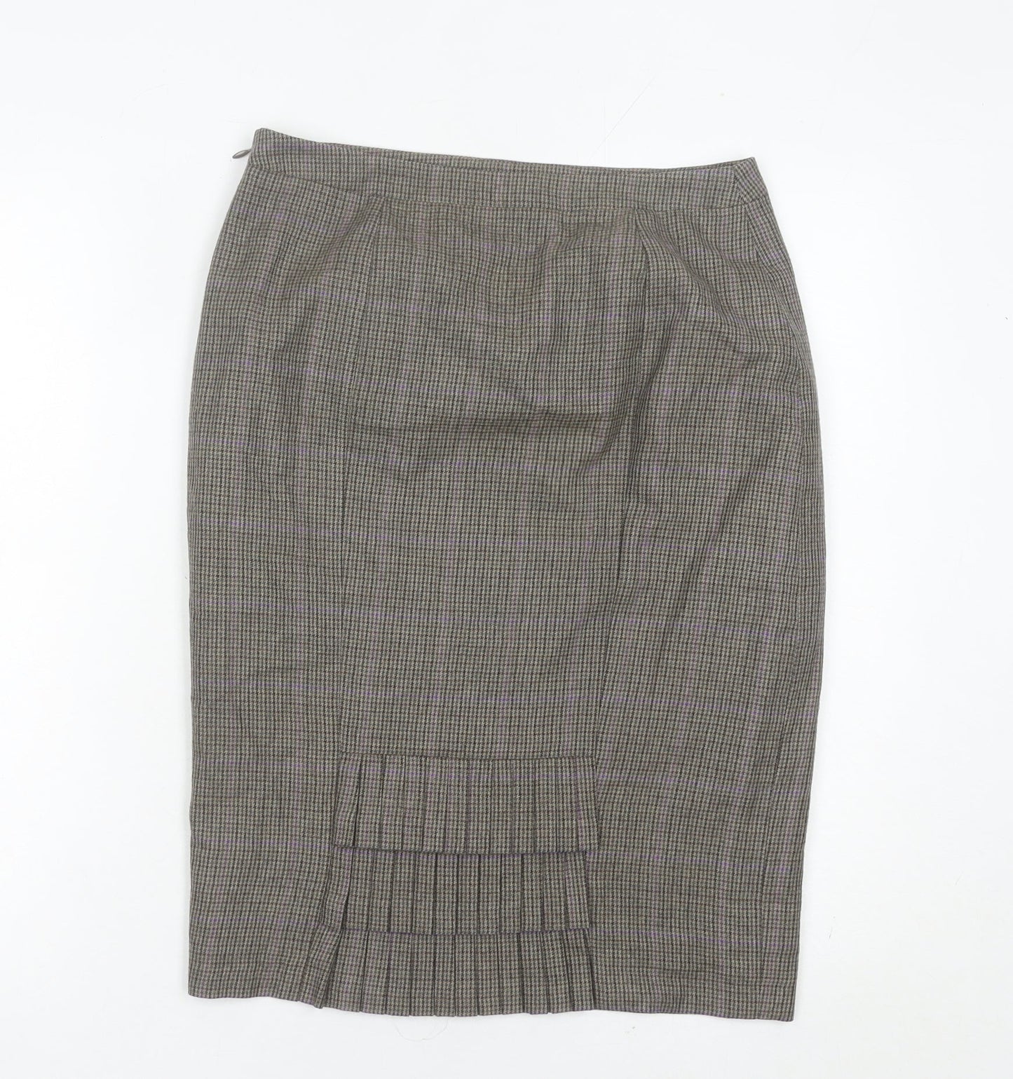 Jigsaw Women’s Brown Wool Check Pencil Skirt Size 12 Lined