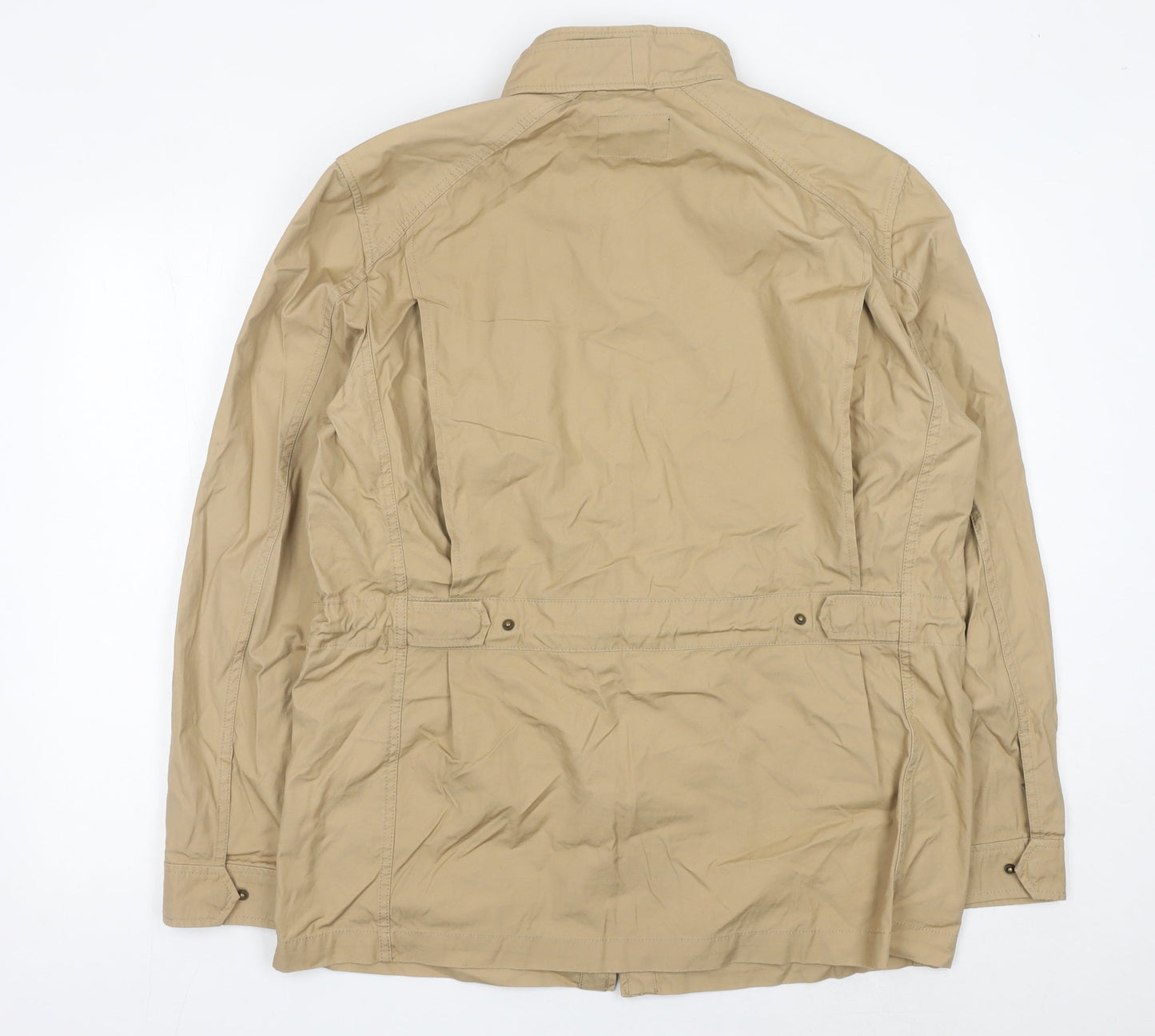 Lacoste Mens Beige Military Jacket 2XL Mid-Length Cotton Full Zip
