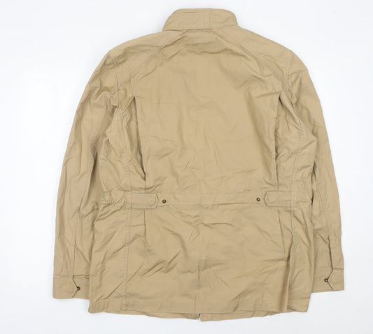 Lacoste Mens Beige Military Jacket 2XL Mid-Length Cotton Full Zip