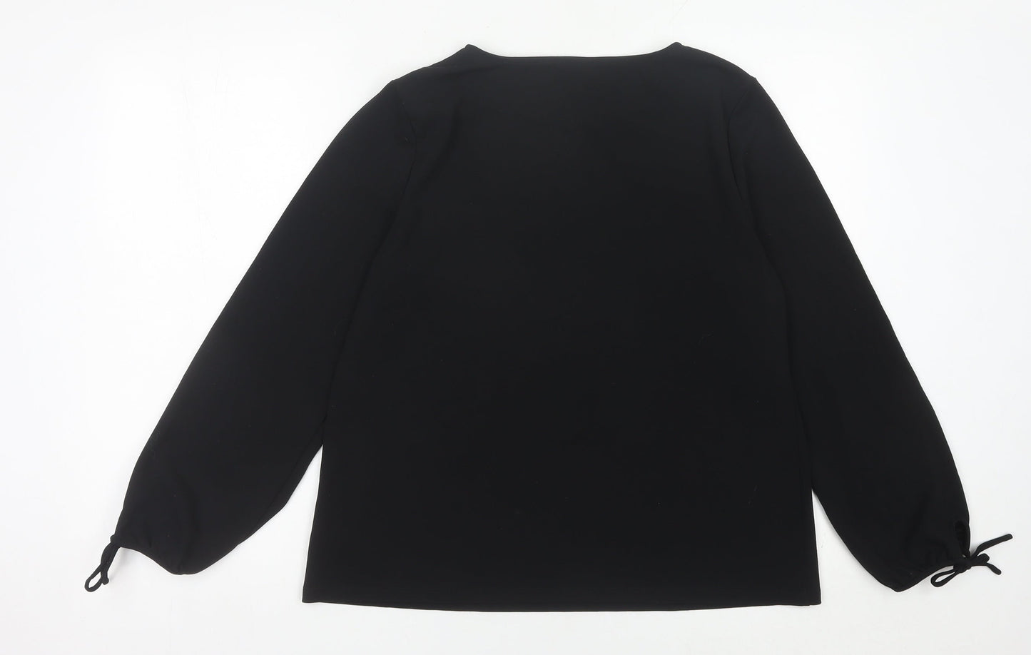 Talbots Women Black Blouse Scoop Neck Long Sleeve Size L