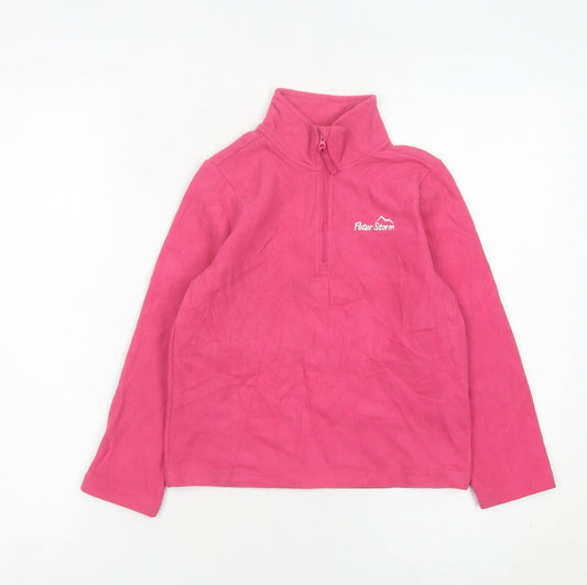 Peter Storm Girls Pink Fleece Sweatshirt 5-6 Years Half Zip Pullover