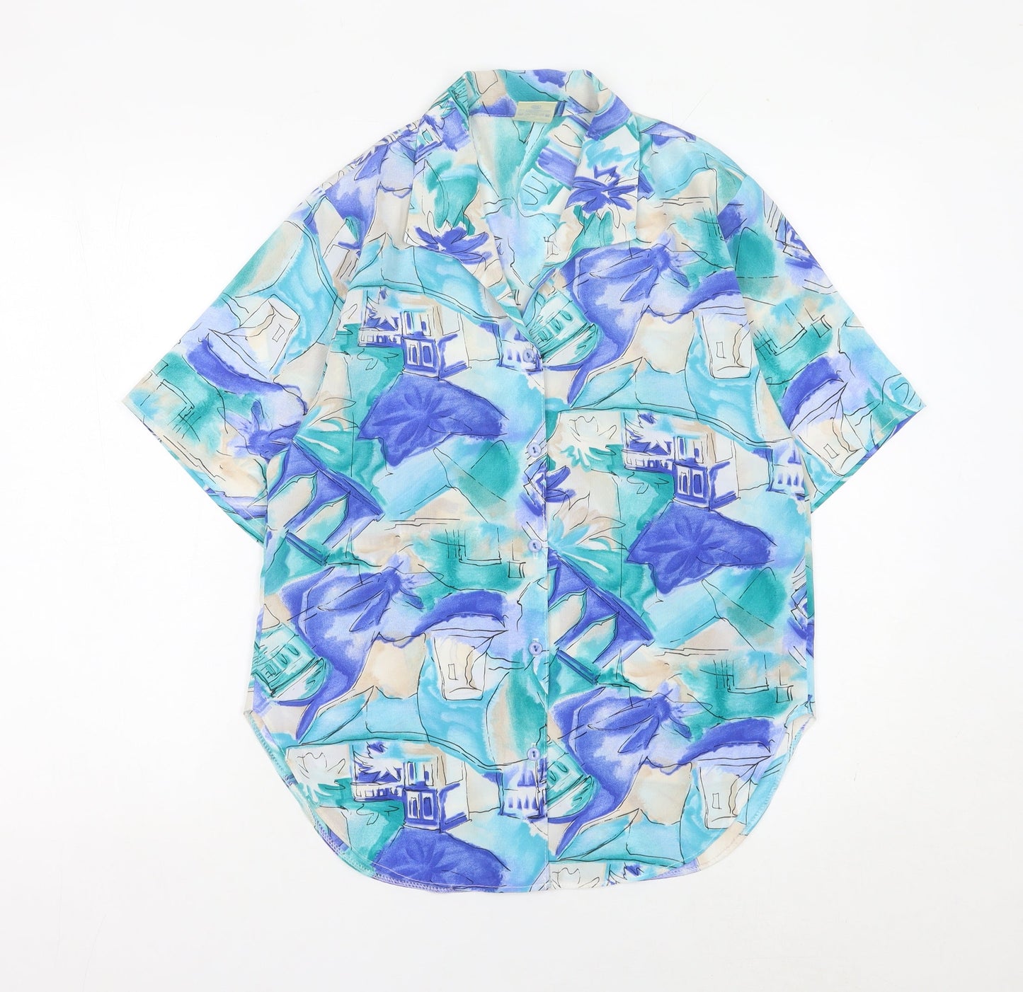 Yessica Womens Multicoloured Hawaiian Button-Up Shirt Size 12