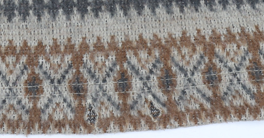 Instyle Womens Brown Grey Fair Isle 1/4 Zip Wool Blend Sweatshirt One Size