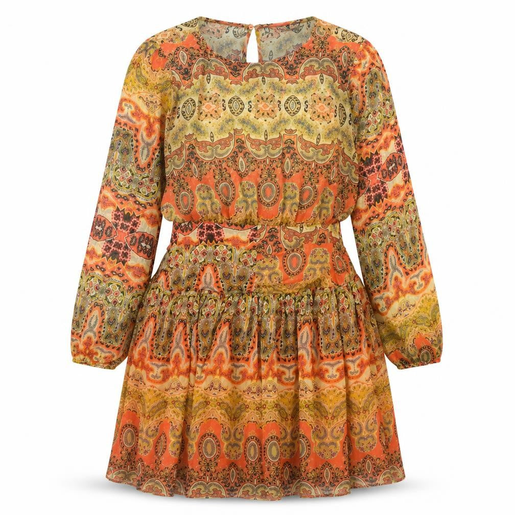 MNG Womens Multicoloured Paisley Short Dress Size 12 Boho Chiffon