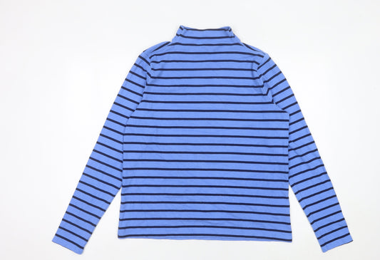 Lands' End Women Blue Striped Mock Neck Pullover Jumper Size L