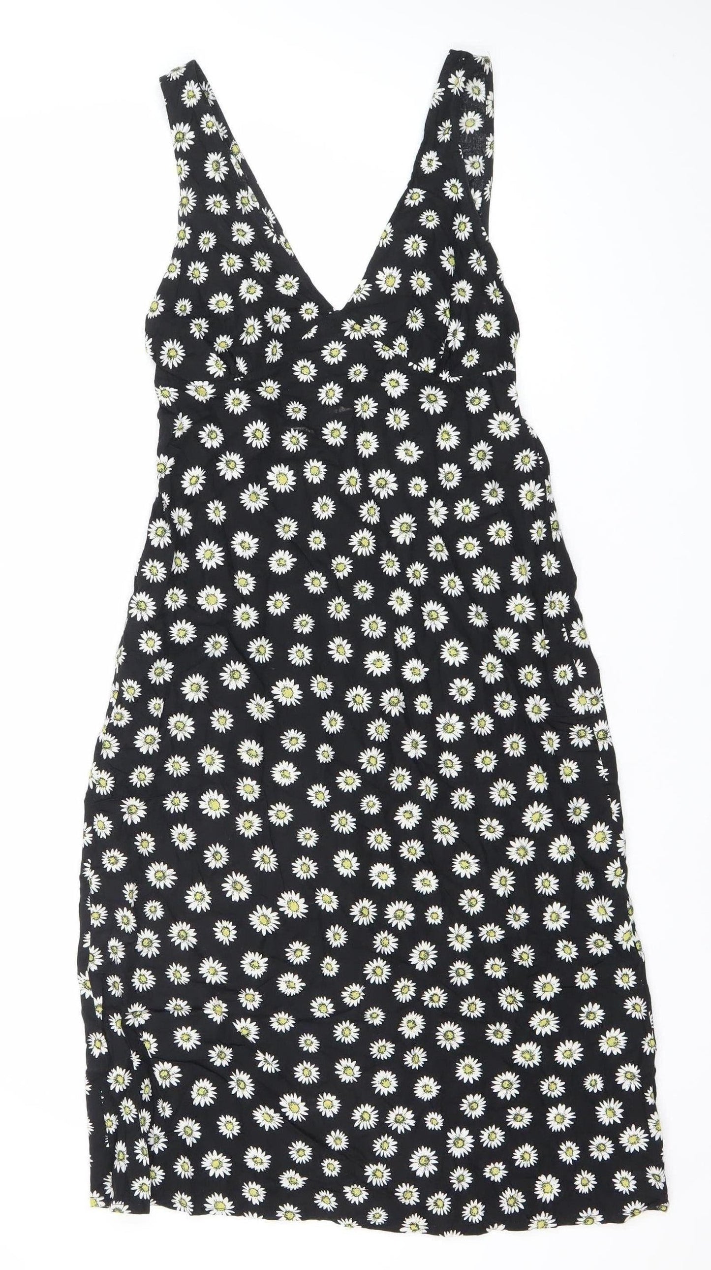 Motel Womens Black Floral Daisy Mini Slip Dress Size S