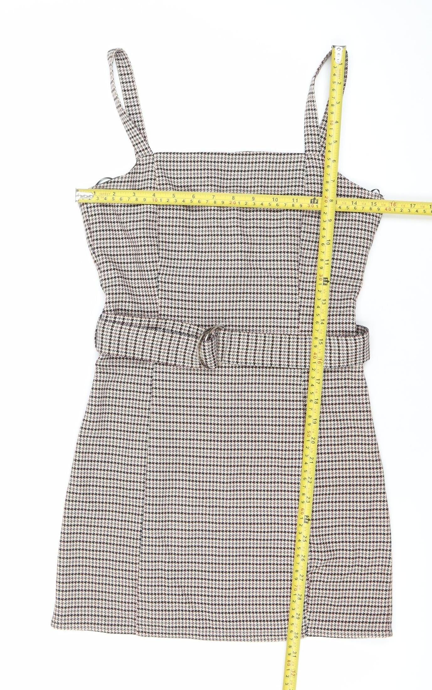 Pull&Bear Womens Multicoloured Houndstooth Mini Dress S
