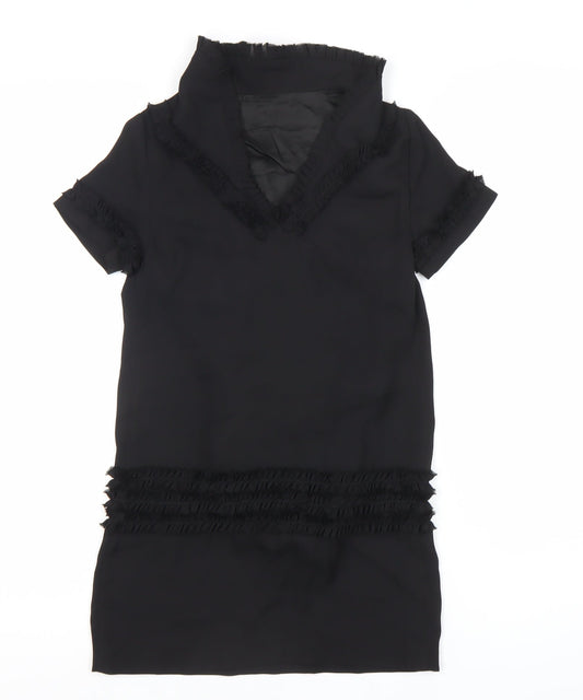DSQUARED2 Girls Black Shift Dress 8Y Ruffle Detail Party Formal Outfit
