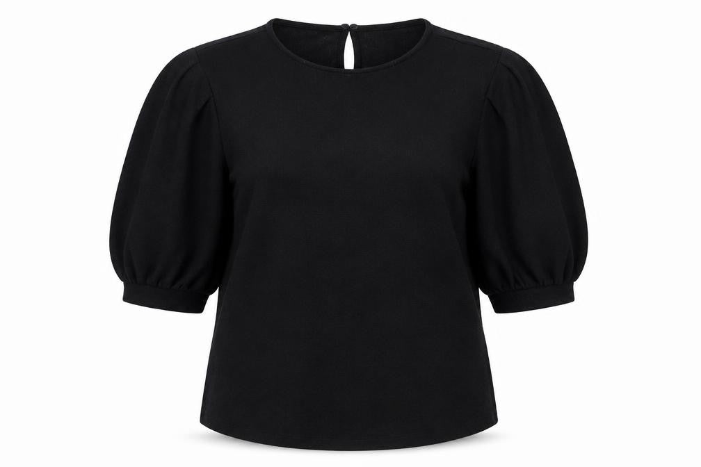 MNG Women’s Black Puff Sleeve Blouse Size S Polyester