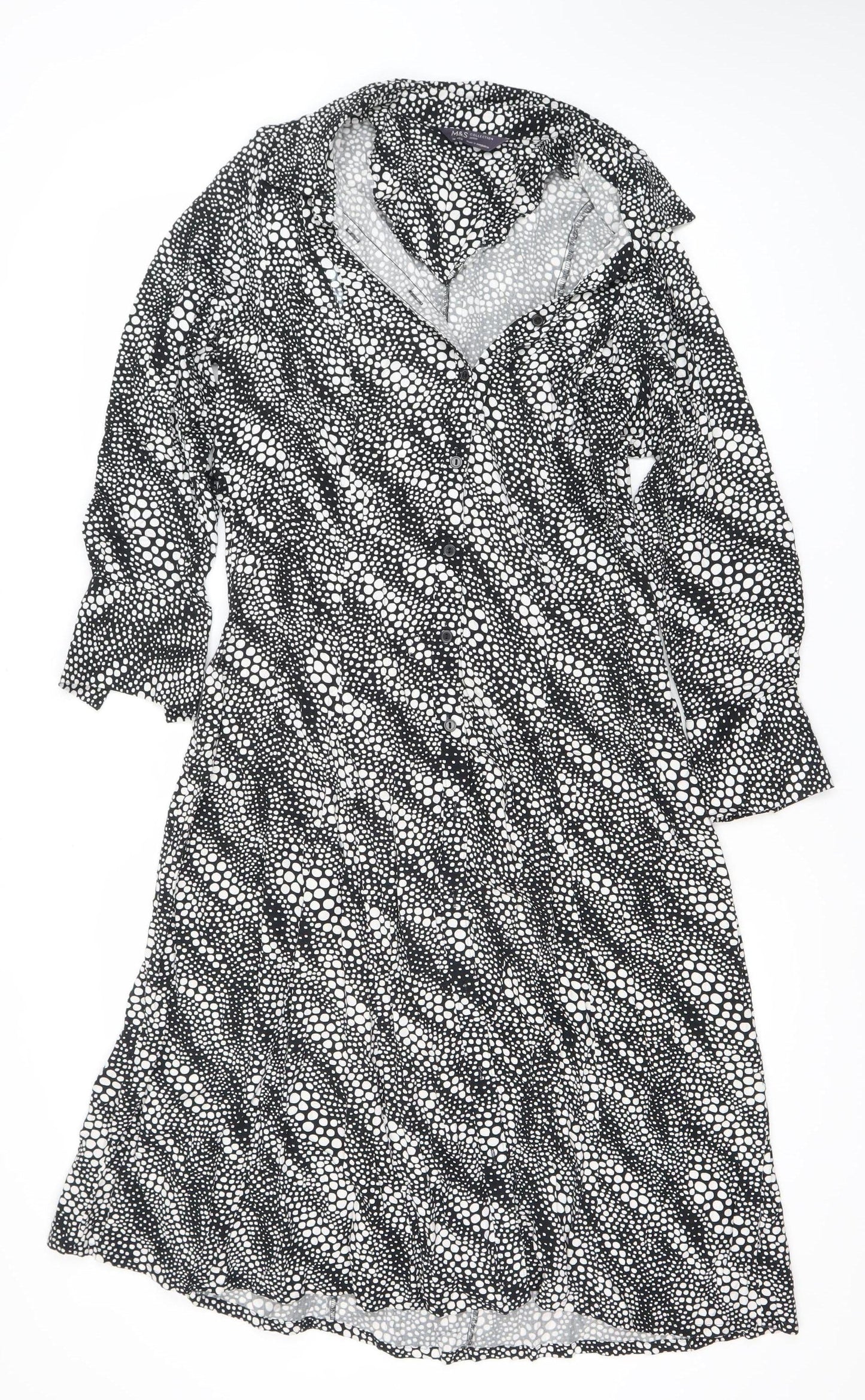 Marks and Spencer Women’s Black Polka Dot Midi Wrap Dress Size 14