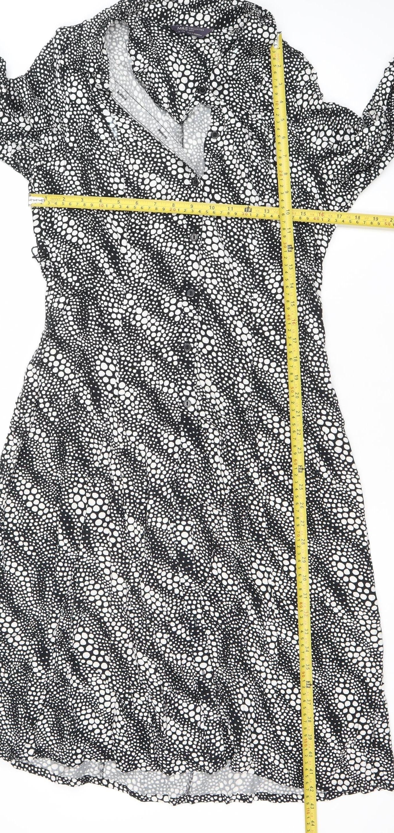 Marks and Spencer Women’s Black Polka Dot Midi Wrap Dress Size 14