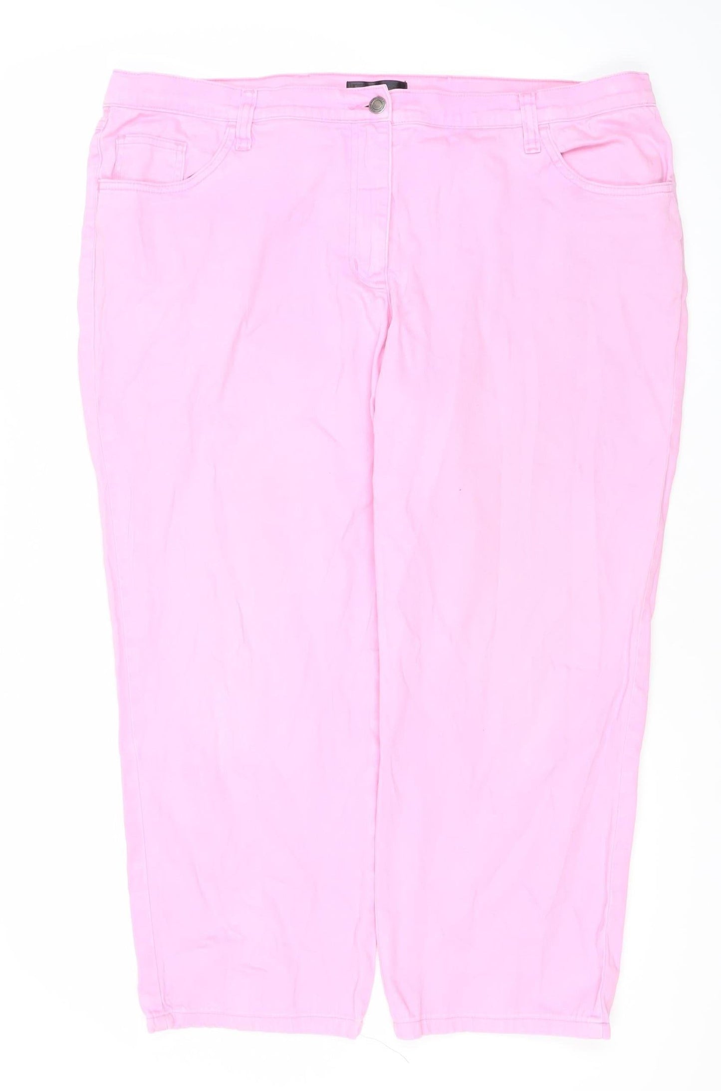 bpc Women’s Pink Capri Jeans UK 24 Cotton Blend Regular Fit
