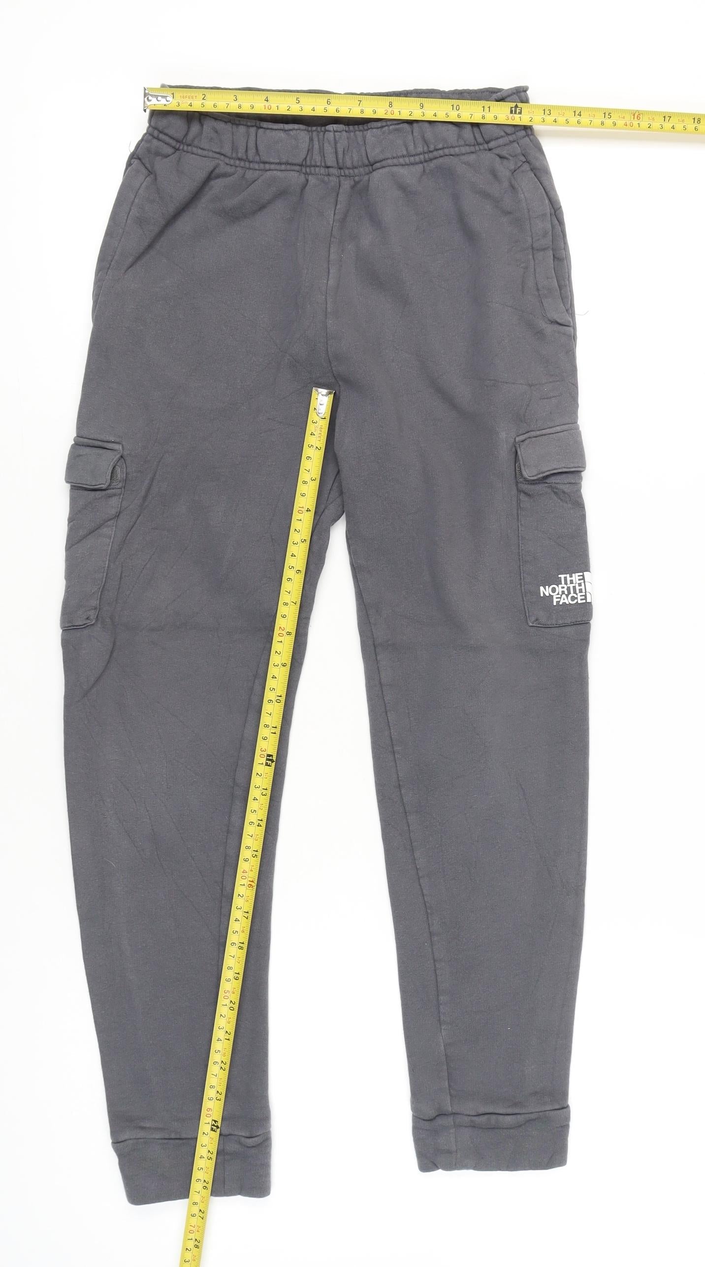 The North Face Boys Grey Cargo Jogger Trousers L Youth Cotton Blend