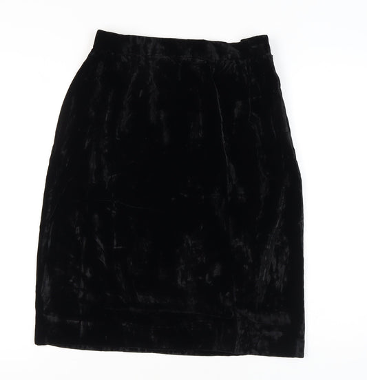 Jaeger Women’s Black Velvet Pencil Skirt Size 16 Knee Length