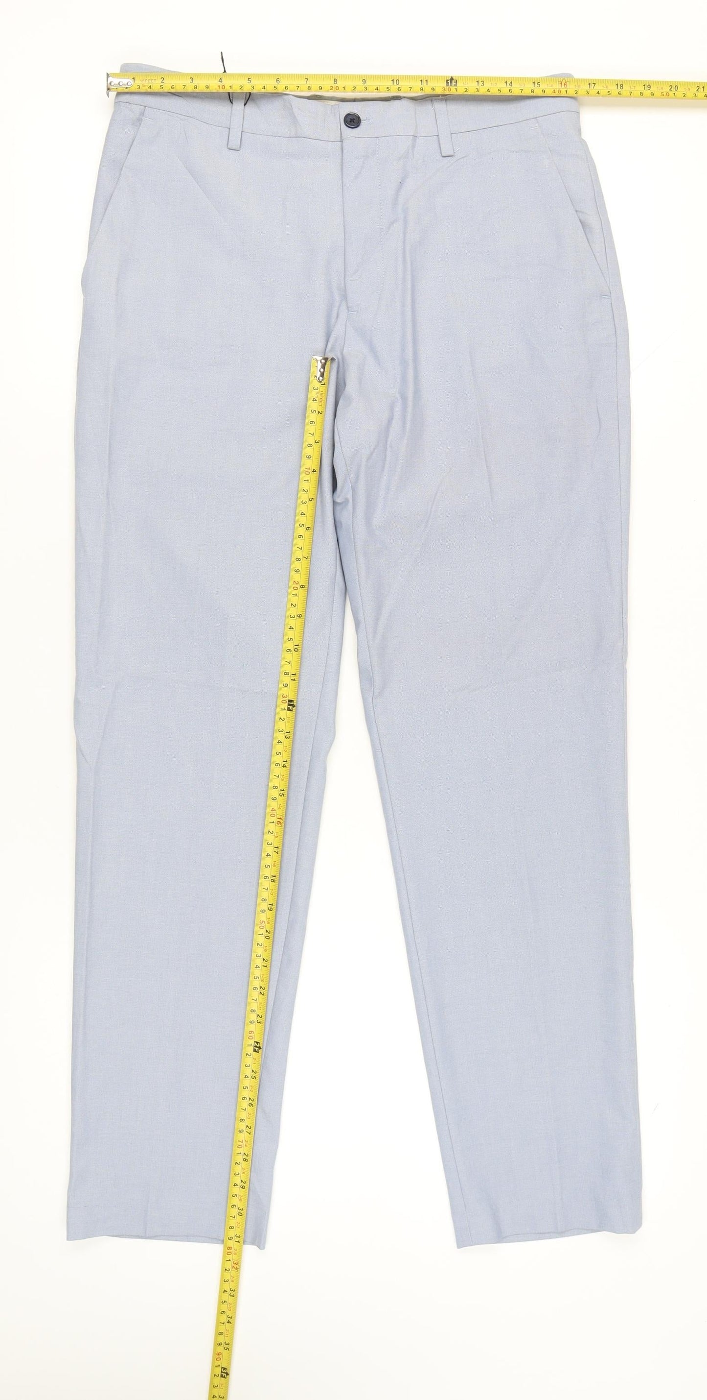 Zara Women Blue Size 12 Chino Trousers Polyester Blend