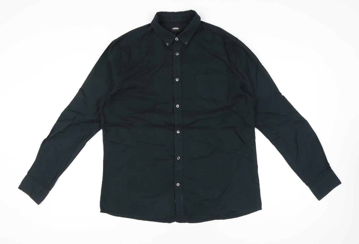 Burton Menswear London Men's Black L Button-Up Shirt Long Sleeve