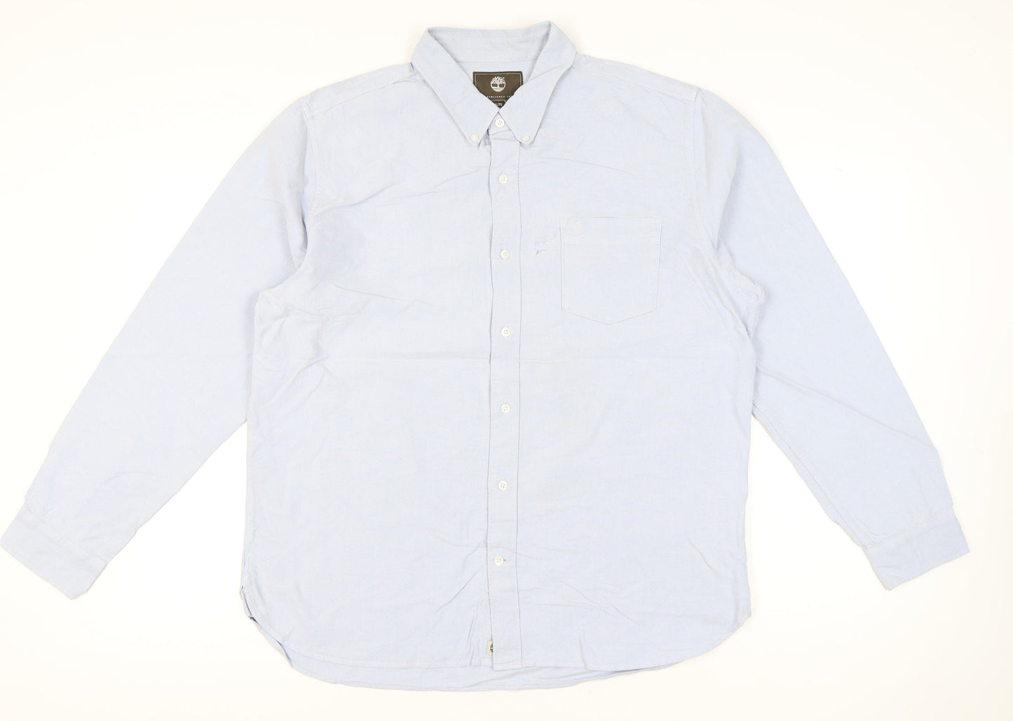 Timberland Men's Blue XL Regular Fit Button-Down Cotton Shirt