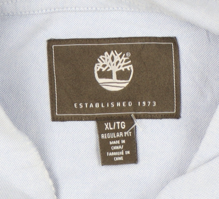 Timberland Men's Blue XL Regular Fit Button-Down Cotton Shirt