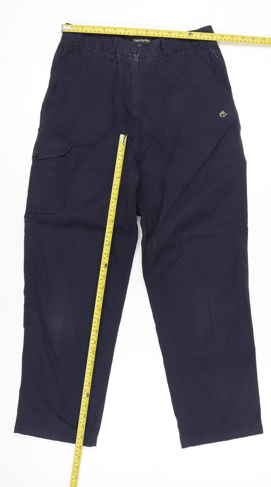 Craghoppers Women's Blue Cargo Trousers Size 12 Regular Fit Outdoor Hiking