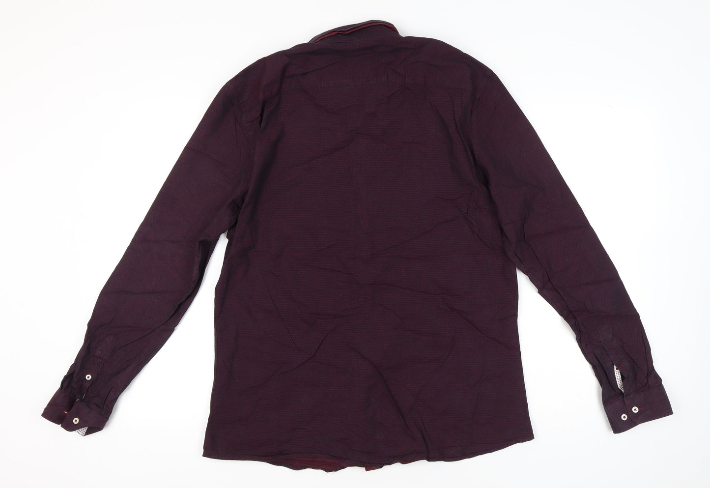 Next Men’s XL Red Button-Up Cotton Long Sleeve Shirt