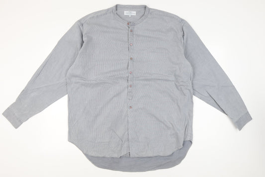 Marks and Spencer Men’s XL 44-46" Blue Cotton Long Sleeve Band Collar Shirt