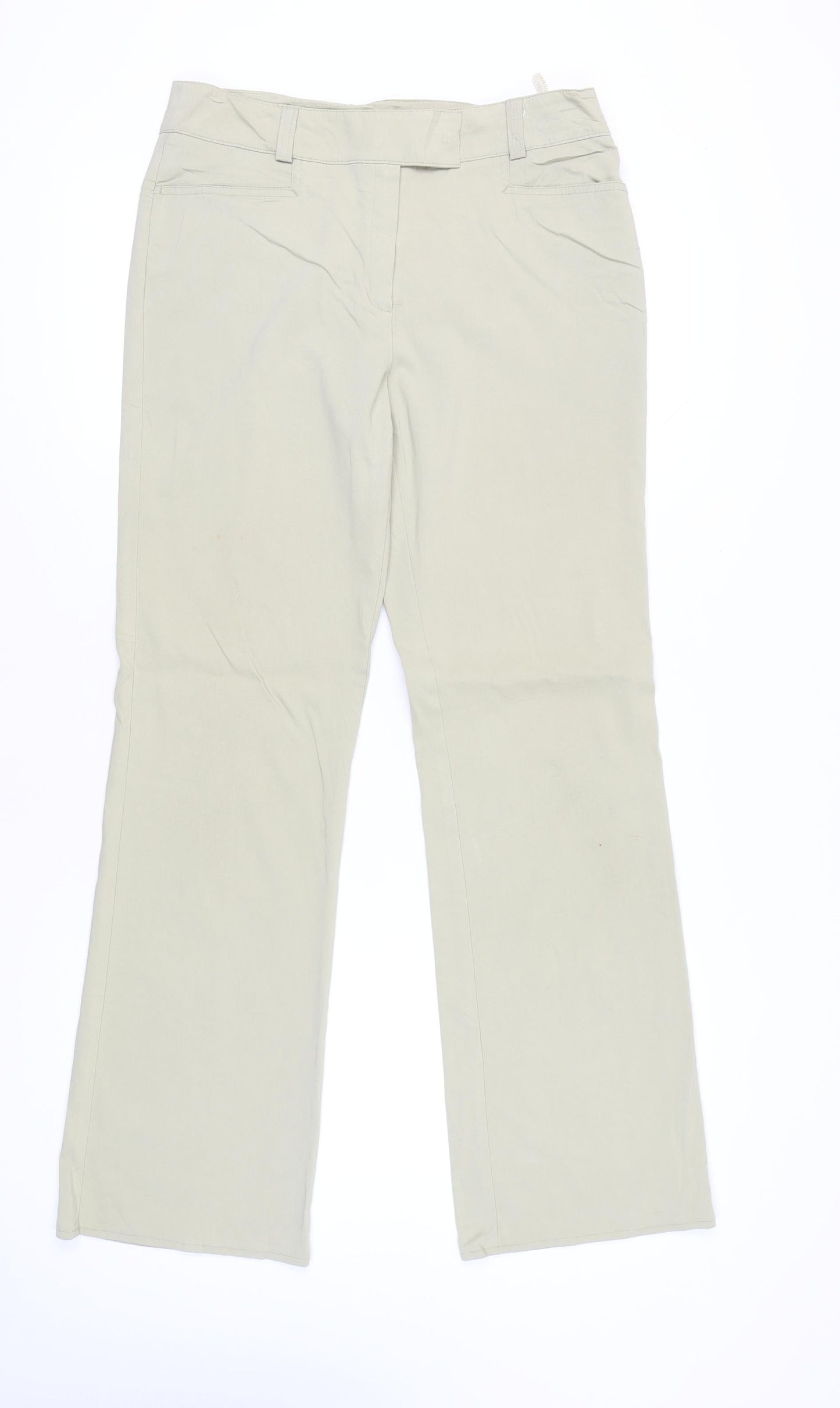 Marks and Spencer Women Beige Size 16 Tall Straight Leg Trousers