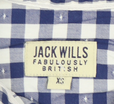 Jack Wills Men's Blue Checked Button-Down Cotton Shirt XS