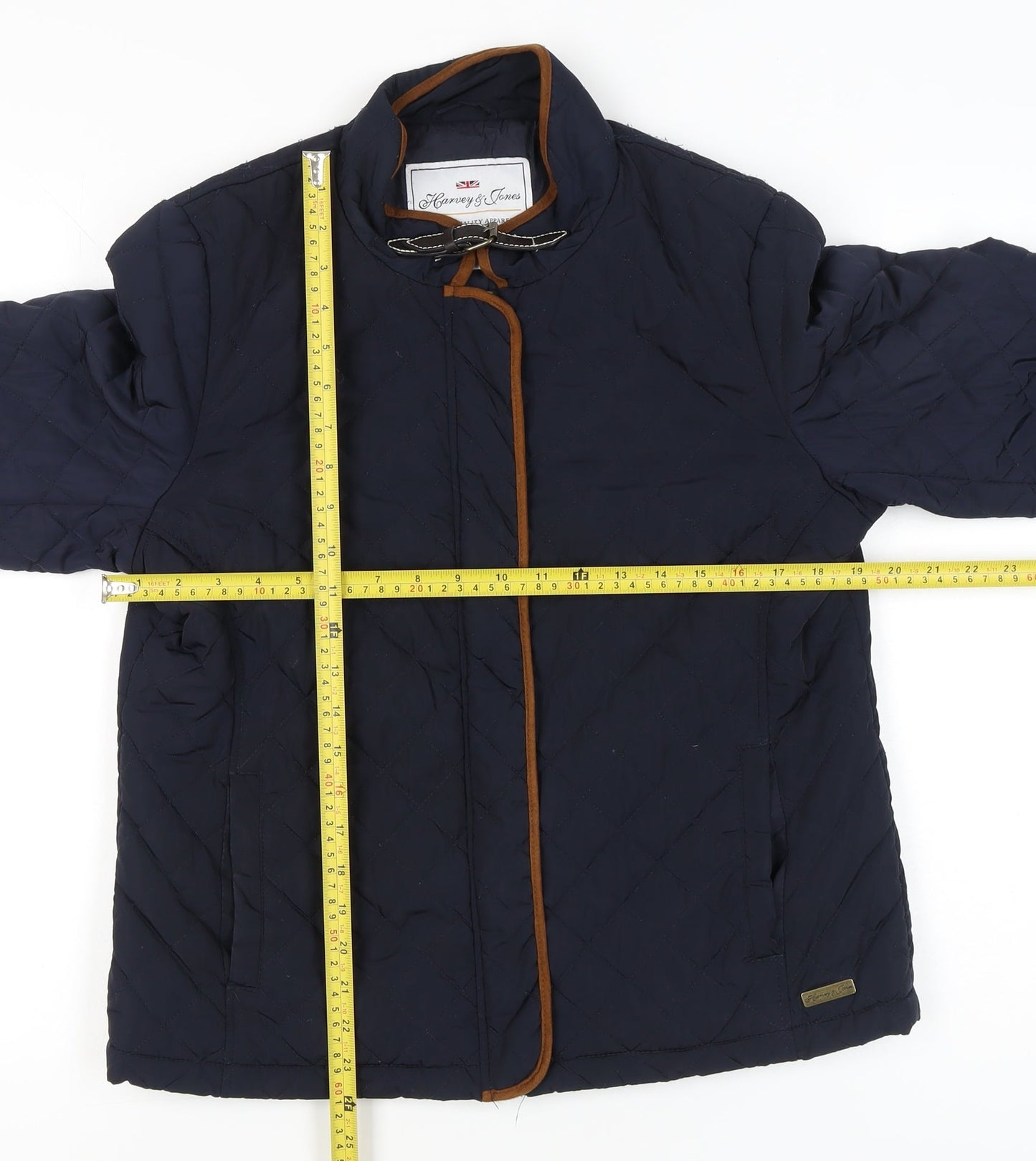Harvey & Jones Womens Blue Quilted Jacket Size 14 Lined Zip Pockets