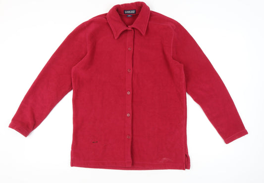 Lands' End Womens Red Fleece Button-Up Jacket Size M Regular