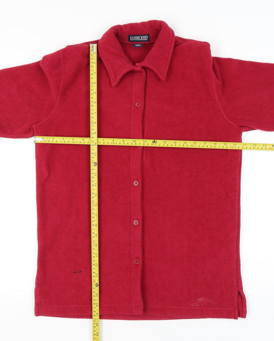 Lands' End Womens Red Fleece Button-Up Jacket Size M Regular