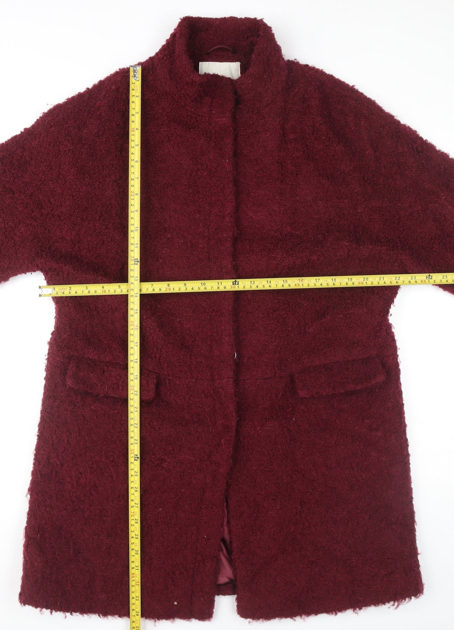 Monsoon Women’s Red Wool Blend Mid-Length Overcoat Size 14
