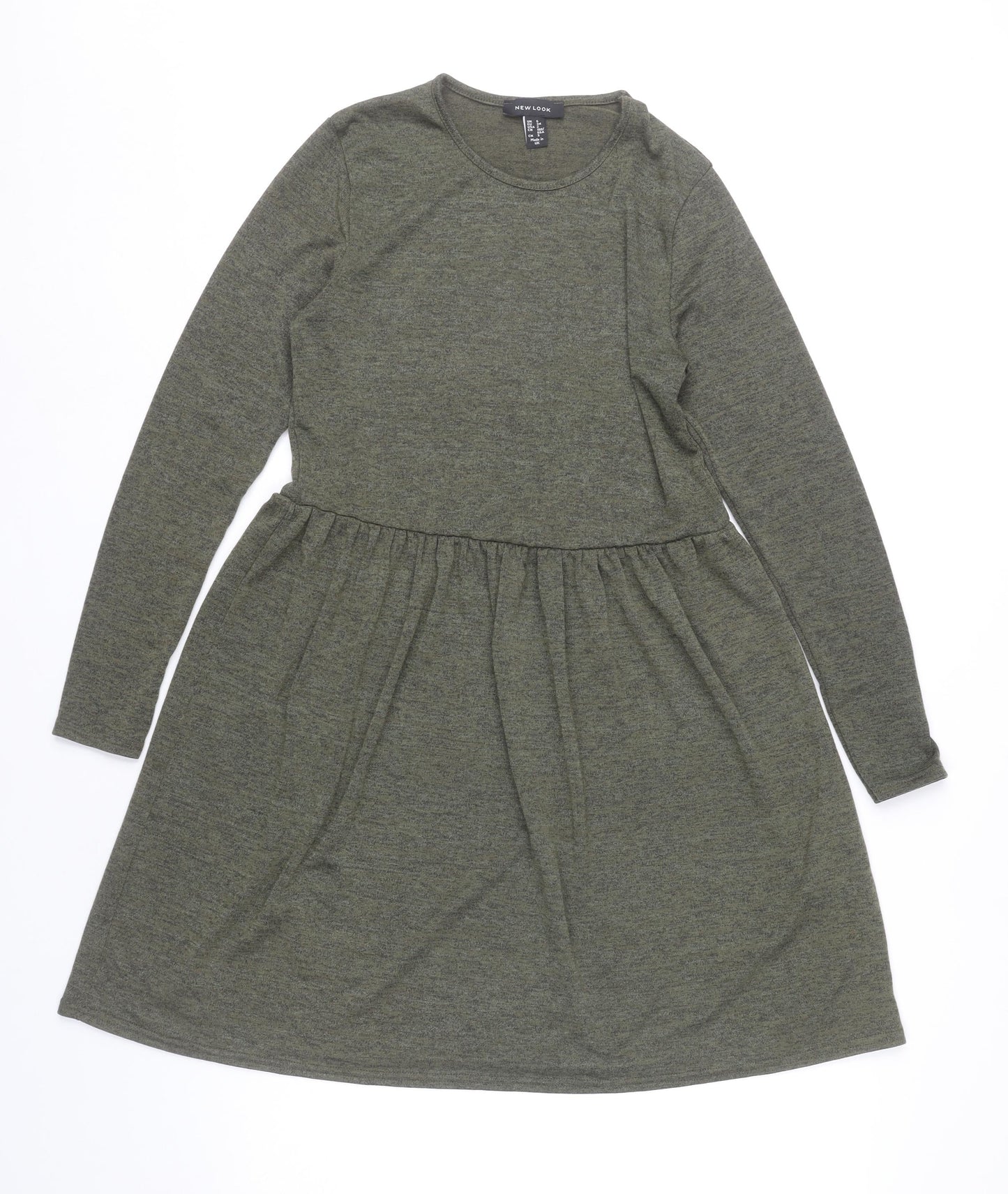 New Look Women’s Green Skater Dress UK 6 Long Sleeve Round Neck