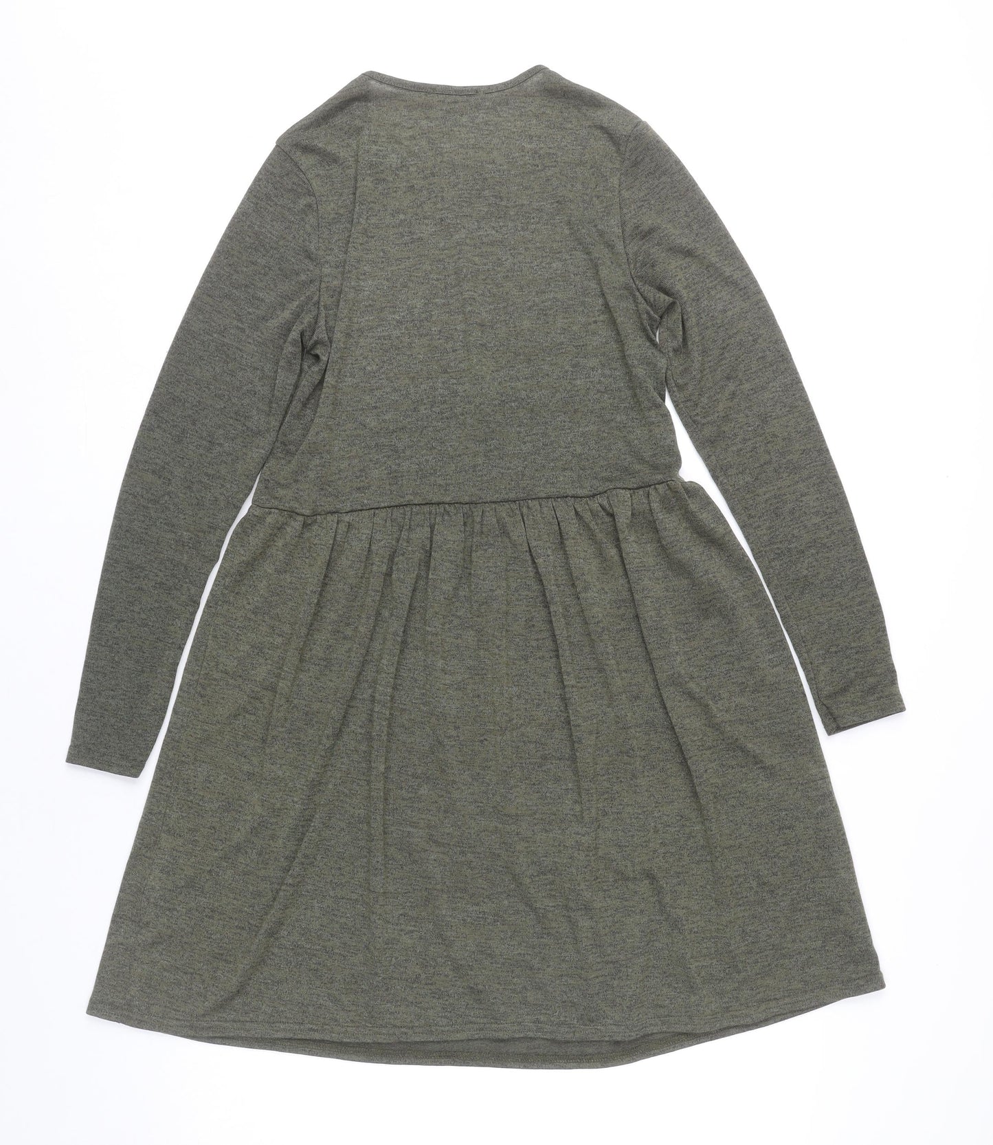 New Look Women’s Green Skater Dress UK 6 Long Sleeve Round Neck