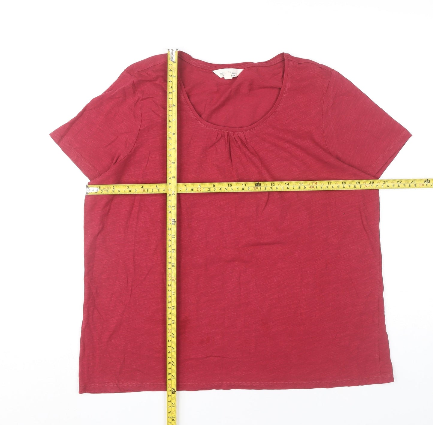Seasalt Cornwall Women Red UK 14 Organic Cotton Short Sleeve T-Shirt