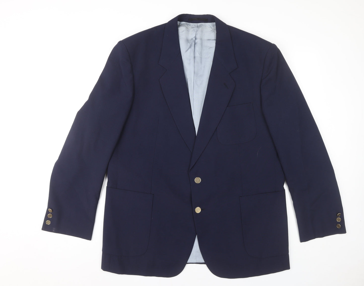Varteks Men’s Blue Wool Blend Blazer Jacket Size 44 Classic Two-Button
