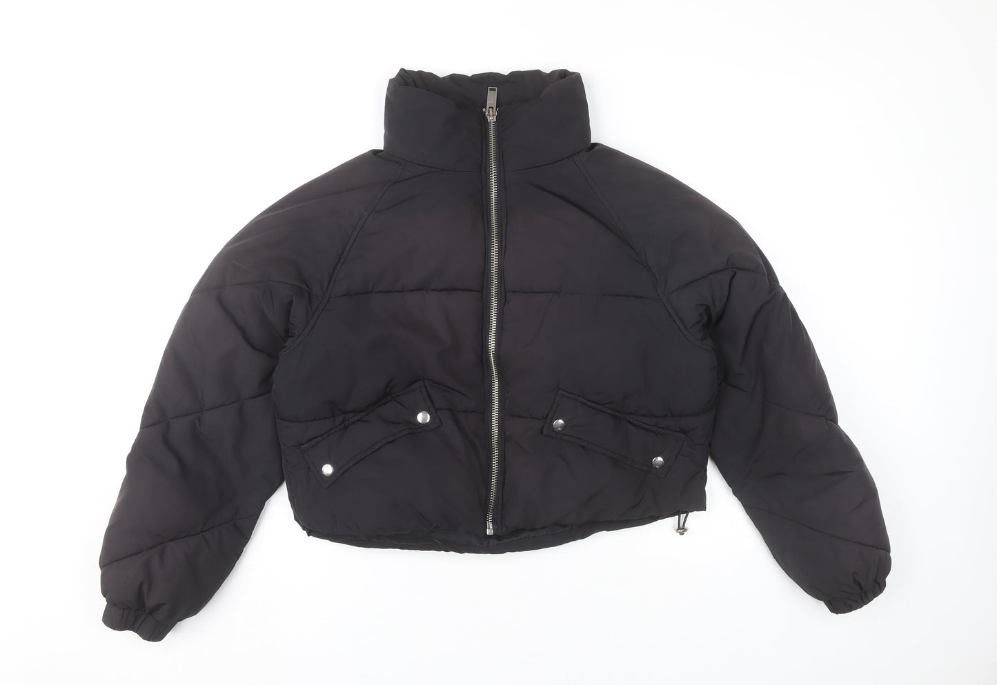 Topshop Women’s Black Cropped Puffer Jacket Size 8 Polyester