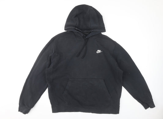 Nike Men’s Black Pullover Hoodie Size L Regular Fit Logo Sweatshirt