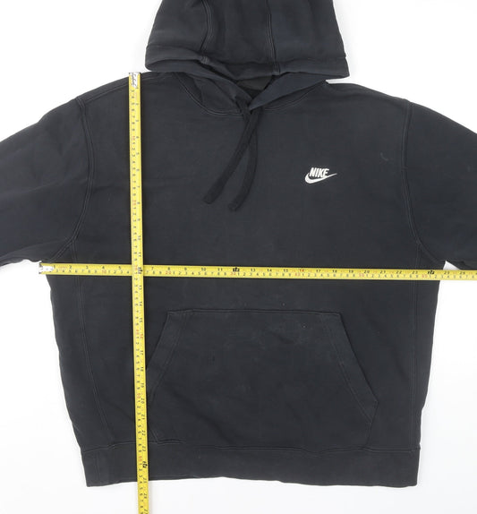 Nike Men’s Black Pullover Hoodie Size L Regular Fit Logo Sweatshirt