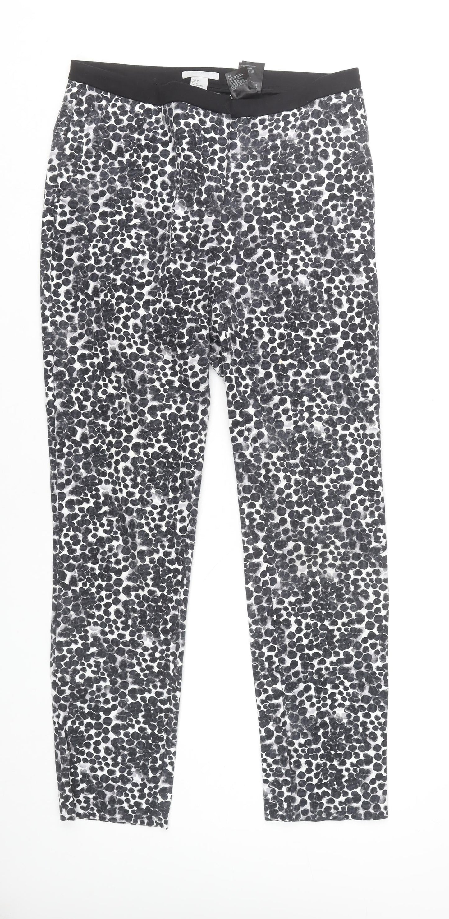 H&M Womens Black Animal Print Leggings Size 10 Slim Fit